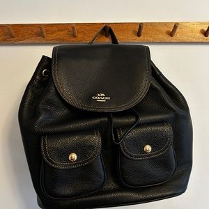 Coach Black Leather Backpack